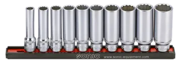 Flank socket set 3/8" 12-point deep on rail 10-pcs. redirect to product page